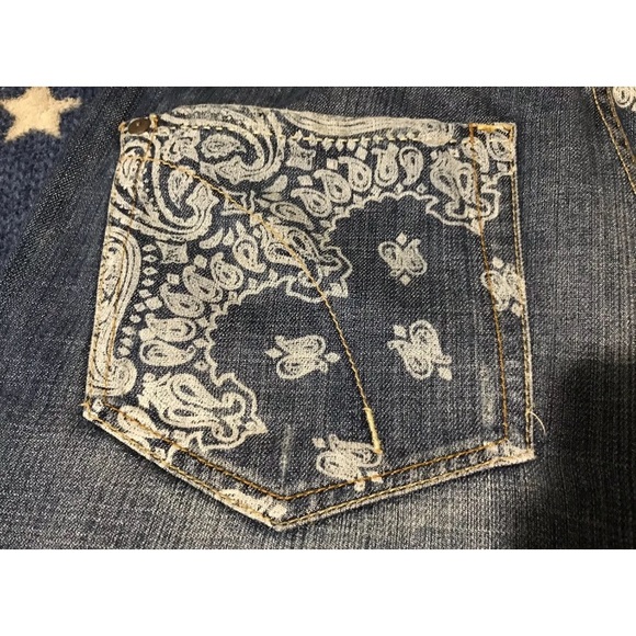 Vintage Marc Ecko Cut & Sew Skull Dagger Distressed Denim Jeans 34x32 P Wing Rlx - Picture 8 of 13